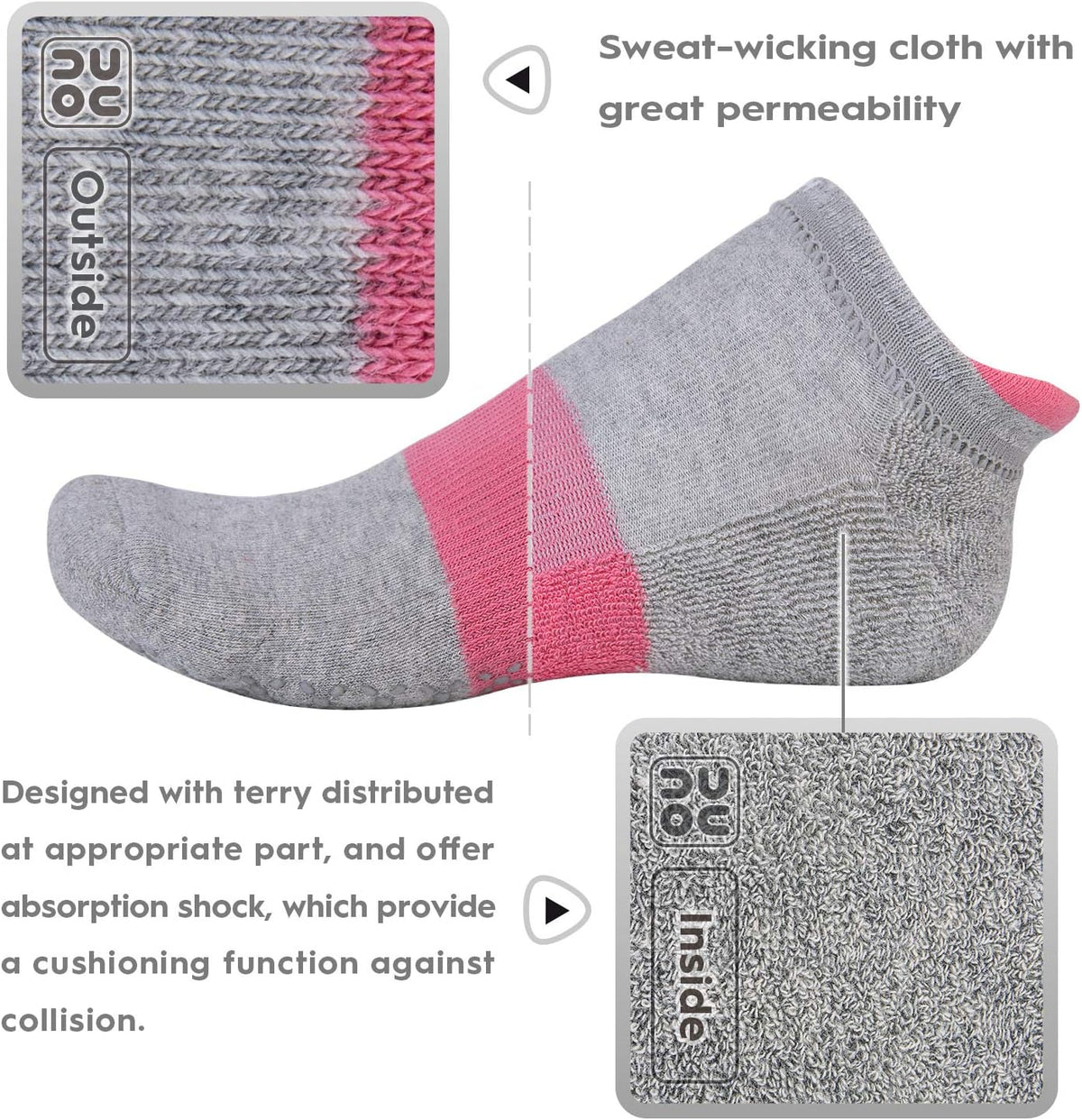 Unisex Non Slip Grip Socks for Yoga Pilates Barre Home & Hospital
