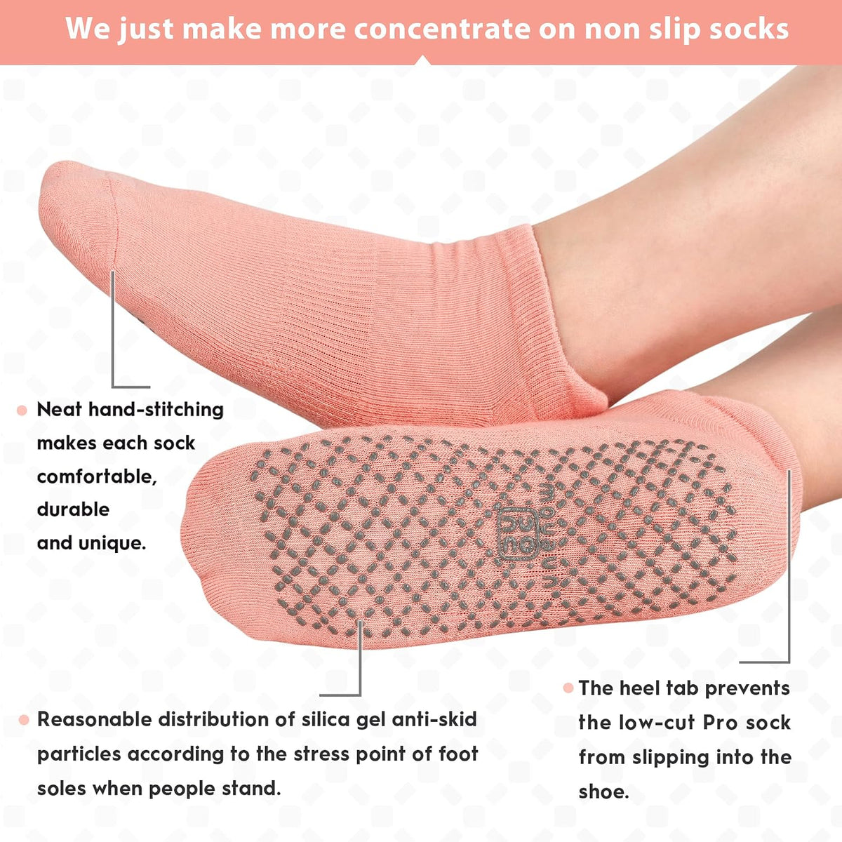 Unisex Non Slip Grip Socks for Yoga Pilates Barre Home & Hospital