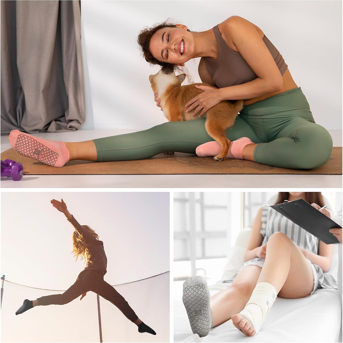 Unisex Non Slip Grip Socks for Yoga Pilates Barre Home & Hospital