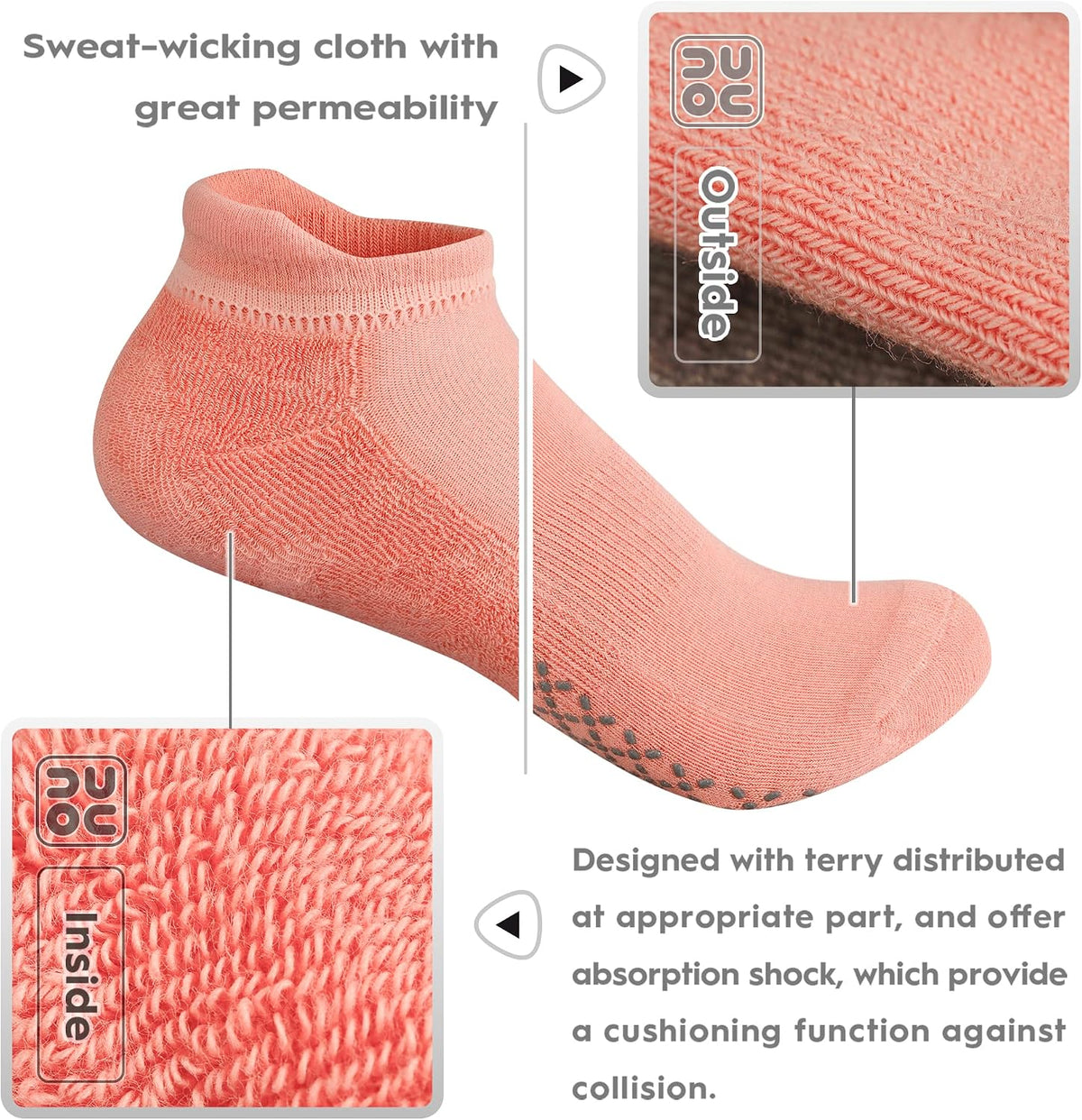 Unisex Non Slip Grip Socks for Yoga Pilates Barre Home & Hospital