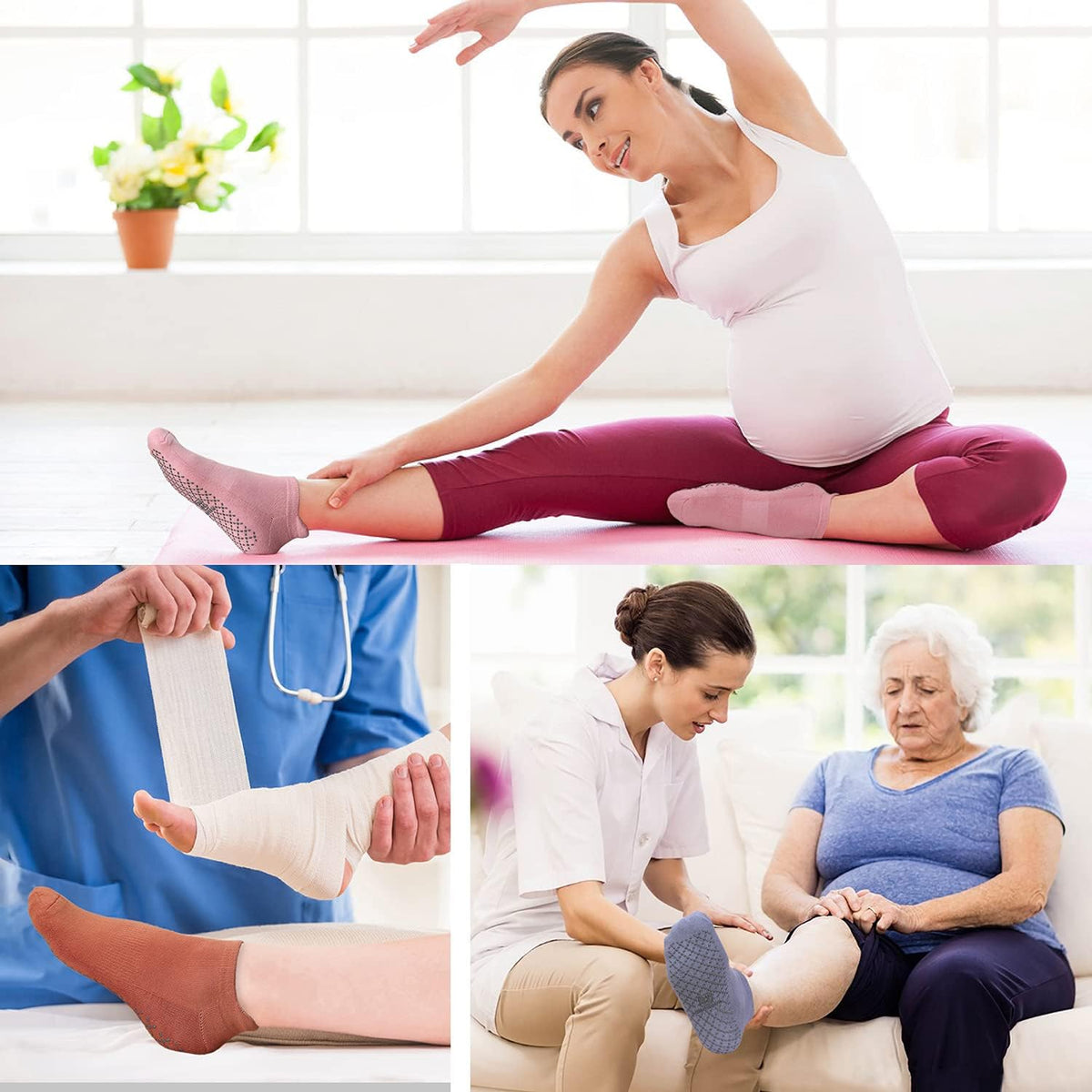 Unisex Non Slip Grip Socks for Yoga Pilates Barre Home & Hospital