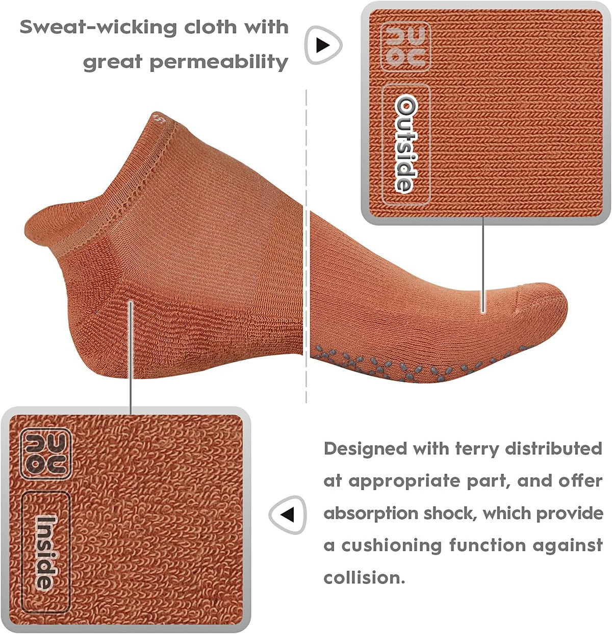 Unisex Non Slip Grip Socks for Yoga Pilates Barre Home & Hospital