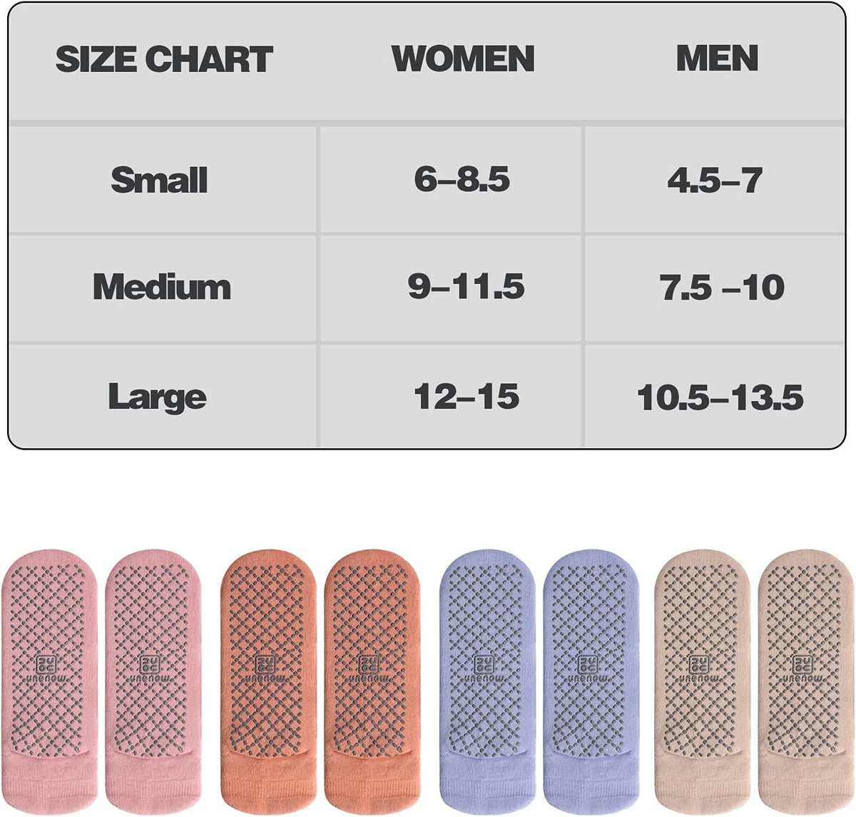 Unisex Non Slip Grip Socks for Yoga Pilates Barre Home & Hospital