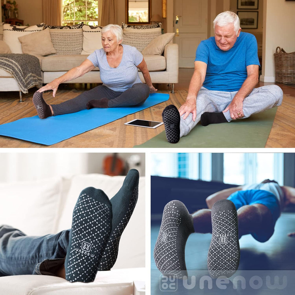 Unisex Non Slip Grip Socks for Yoga Pilates Barre Home & Hospital