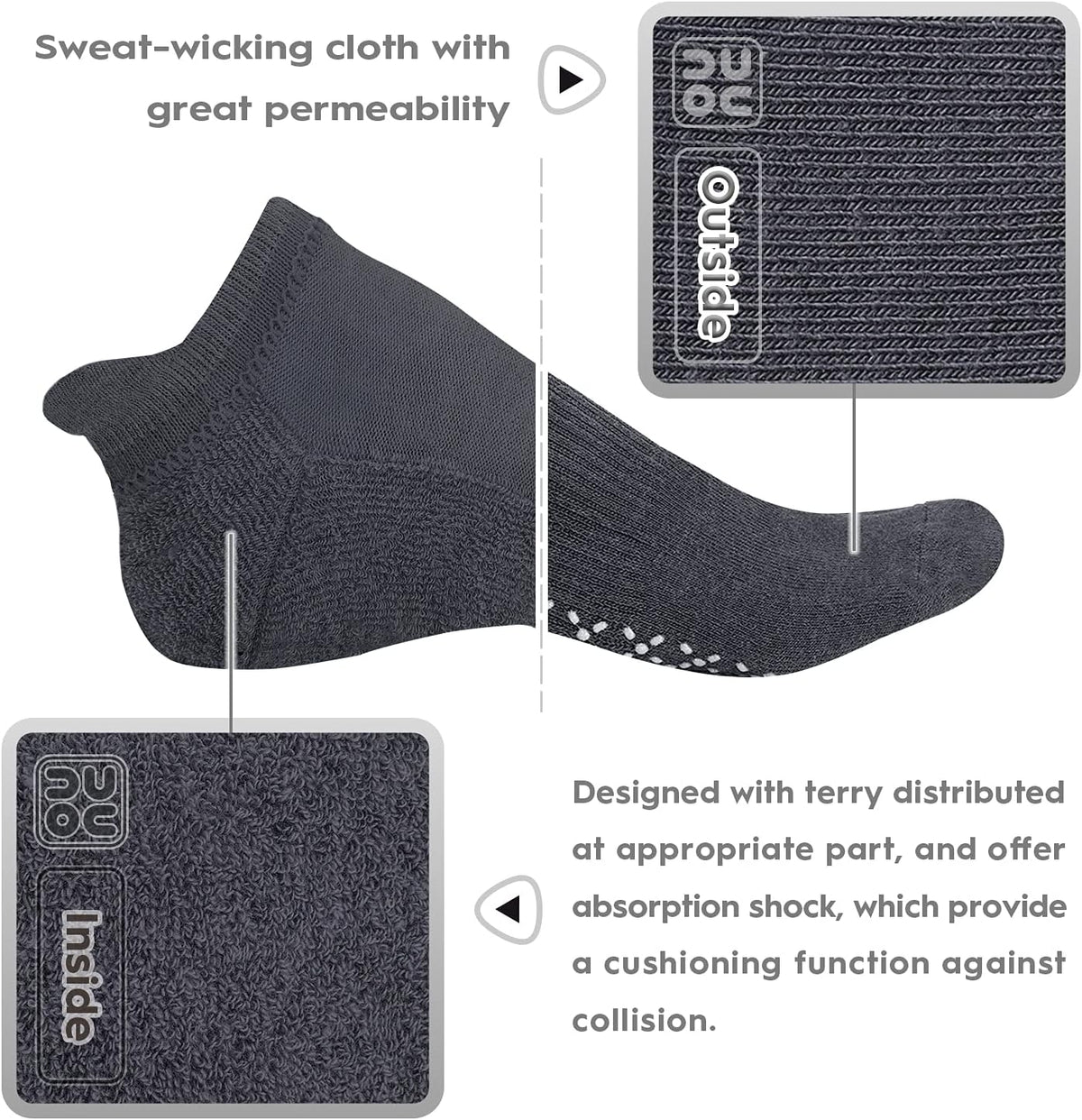 Unisex Non Slip Grip Socks for Yoga Pilates Barre Home & Hospital