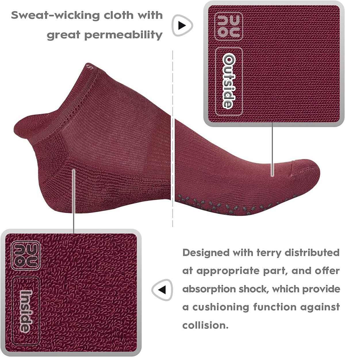 Unisex Non Slip Grip Socks for Yoga Pilates Barre Home & Hospital