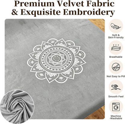 Meditation Cushion Set with High-Density Foam : 26.4" Large Floor Pillow for Yoga, Meditation, Sitting，Zafu & Zabuton Removable Washable Luxe Velvet Cover