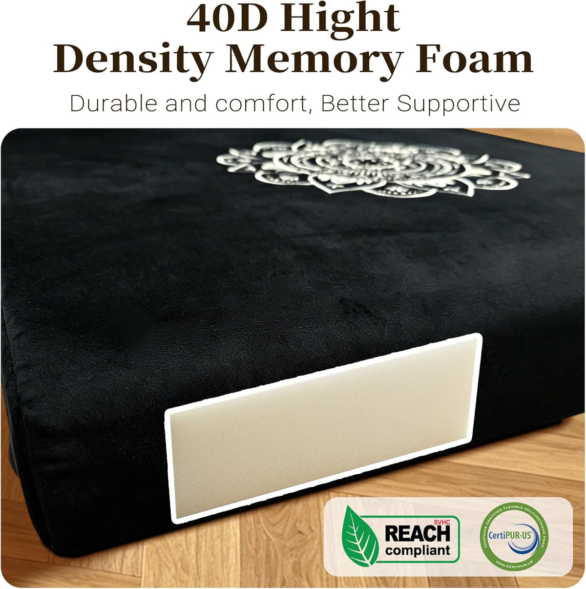 Meditation Cushion Set with High-Density Foam : 26.4" Large Floor Pillow for Yoga, Meditation, Sitting，Zafu & Zabuton Removable Washable Luxe Velvet Cover