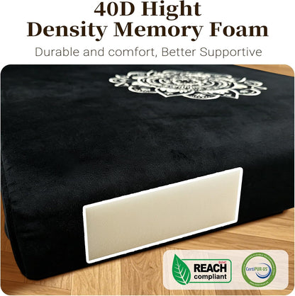 Meditation Cushion Set with High-Density Foam : 26.4" Large Floor Pillow for Yoga, Meditation, Sitting，Zafu & Zabuton Removable Washable Luxe Velvet Cover