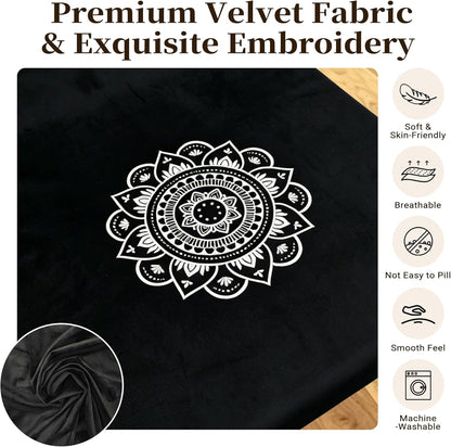 Meditation Cushion Set with High-Density Foam : 26.4" Large Floor Pillow for Yoga, Meditation, Sitting，Zafu & Zabuton Removable Washable Luxe Velvet Cover