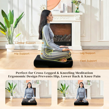 Meditation Cushion Set with High-Density Foam : 26.4" Large Floor Pillow for Yoga, Meditation, Sitting，Zafu & Zabuton Removable Washable Luxe Velvet Cover