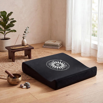 Meditation Cushion Set with High-Density Foam : 26.4" Large Floor Pillow for Yoga, Meditation, Sitting，Zafu & Zabuton Removable Washable Luxe Velvet Cover