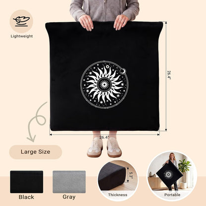 Meditation Cushion Set with High-Density Foam : 26.4" Large Floor Pillow for Yoga, Meditation, Sitting，Zafu & Zabuton Removable Washable Luxe Velvet Cover