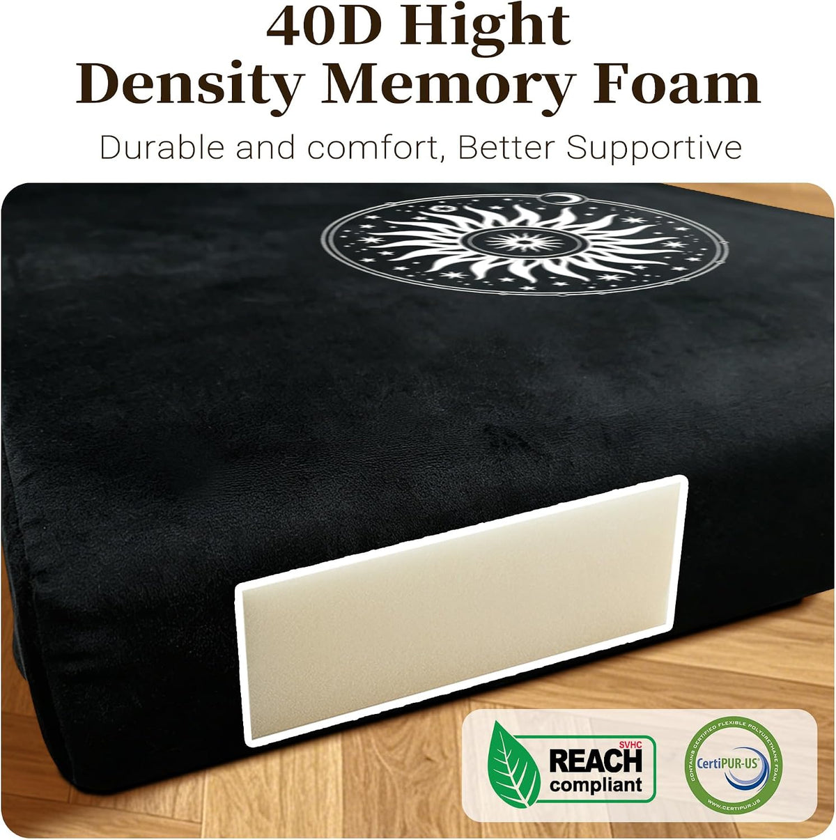 Meditation Cushion Set with High-Density Foam : 26.4" Large Floor Pillow for Yoga, Meditation, Sitting，Zafu & Zabuton Removable Washable Luxe Velvet Cover