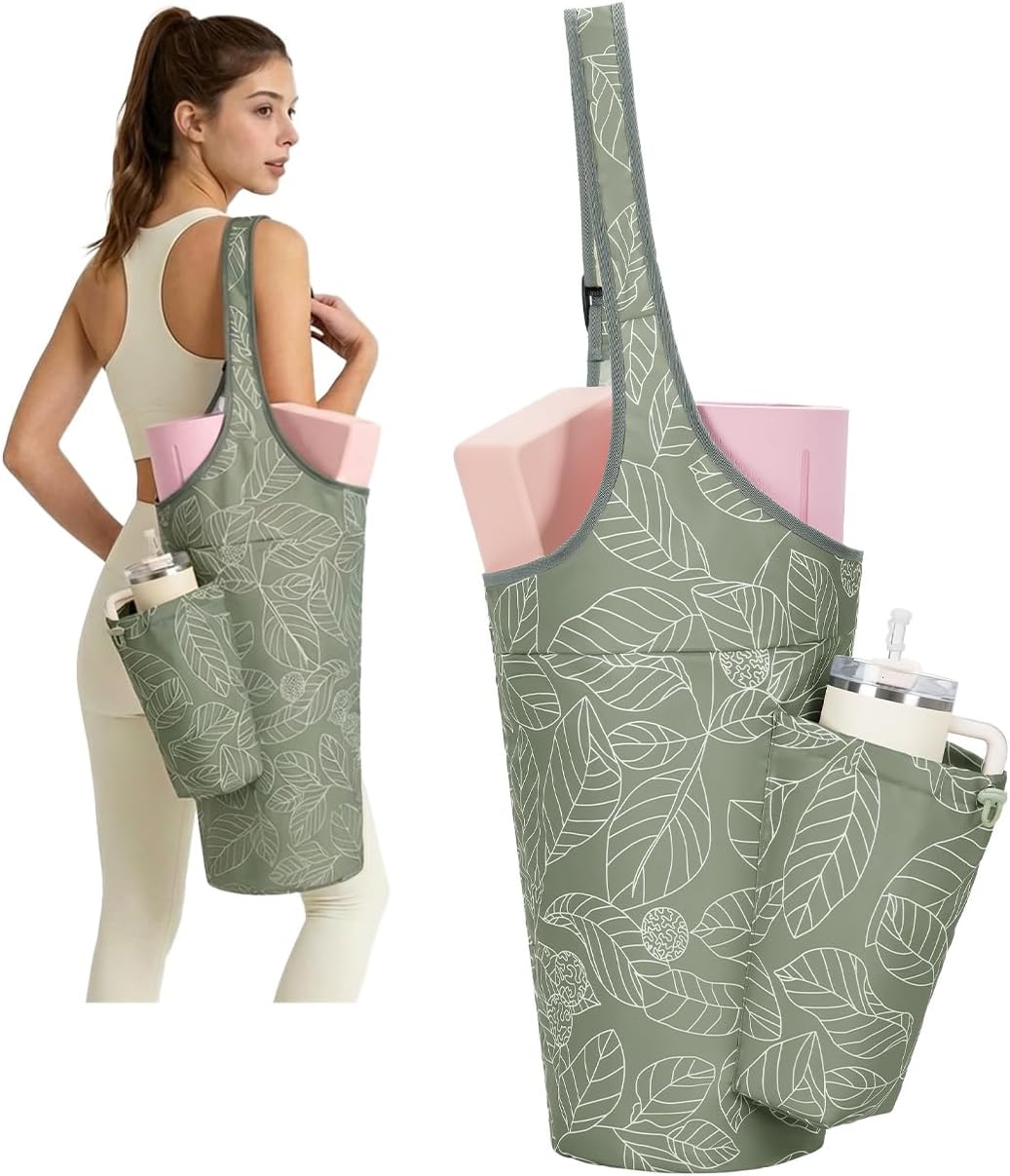 Yoga Mat Bag for Women with 40oz Water Bottle Pocket, Pilates Bag