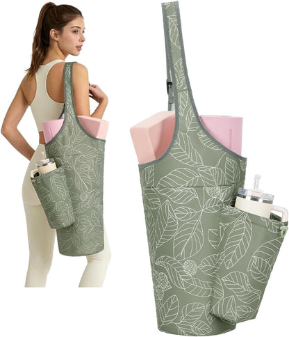 Yoga Mat Bag for Women with 40oz Water Bottle Pocket, Pilates Bag
