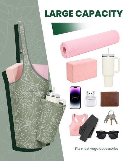 Yoga Mat Bag for Women with 40oz Water Bottle Pocket, Pilates Bag