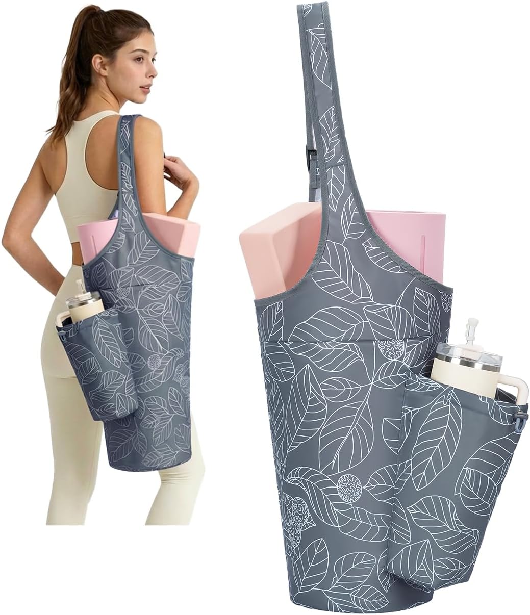 Yoga Mat Bag for Women with 40oz Water Bottle Pocket, Pilates Bag