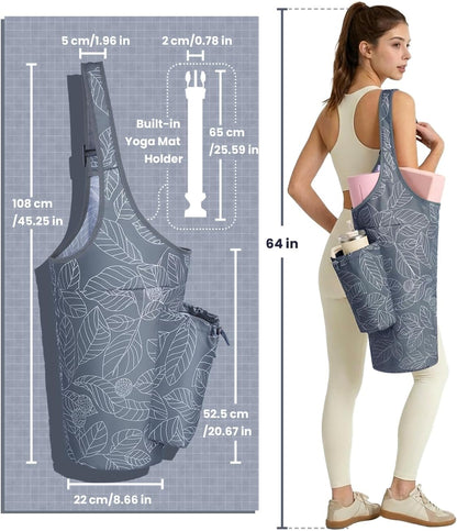 Yoga Mat Bag for Women with 40oz Water Bottle Pocket, Pilates Bag