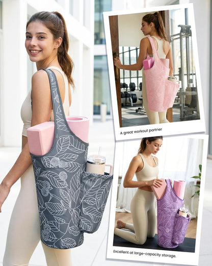 Yoga Mat Bag for Women with 40oz Water Bottle Pocket, Pilates Bag