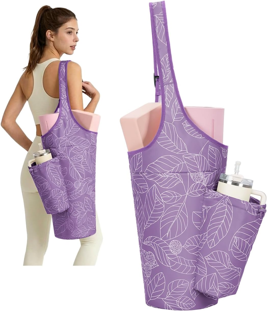 Yoga Mat Bag for Women with 40oz Water Bottle Pocket, Pilates Bag