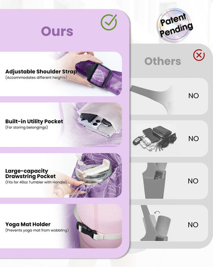 Yoga Mat Bag for Women with 40oz Water Bottle Pocket, Pilates Bag