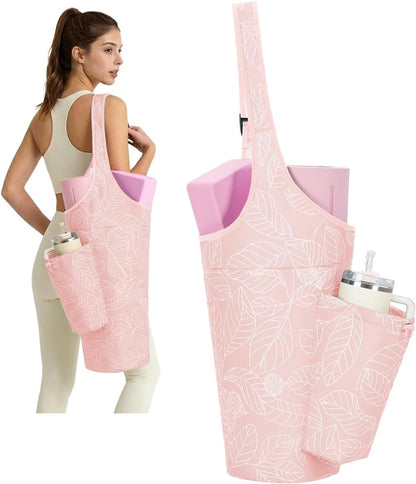 Yoga Mat Bag for Women with 40oz Water Bottle Pocket, Pilates Bag