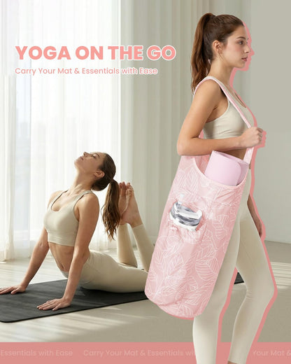 Yoga Mat Bag for Women with 40oz Water Bottle Pocket, Pilates Bag