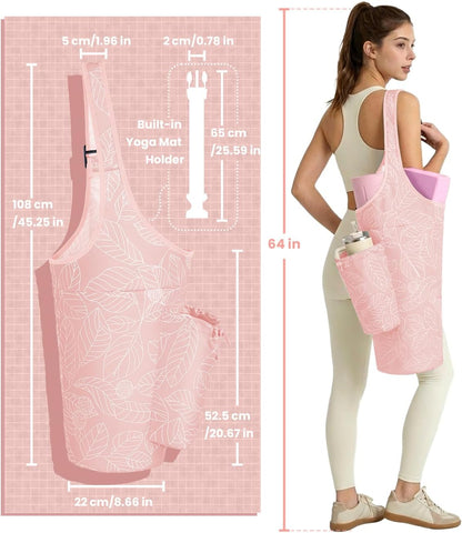 Yoga Mat Bag for Women with 40oz Water Bottle Pocket, Pilates Bag