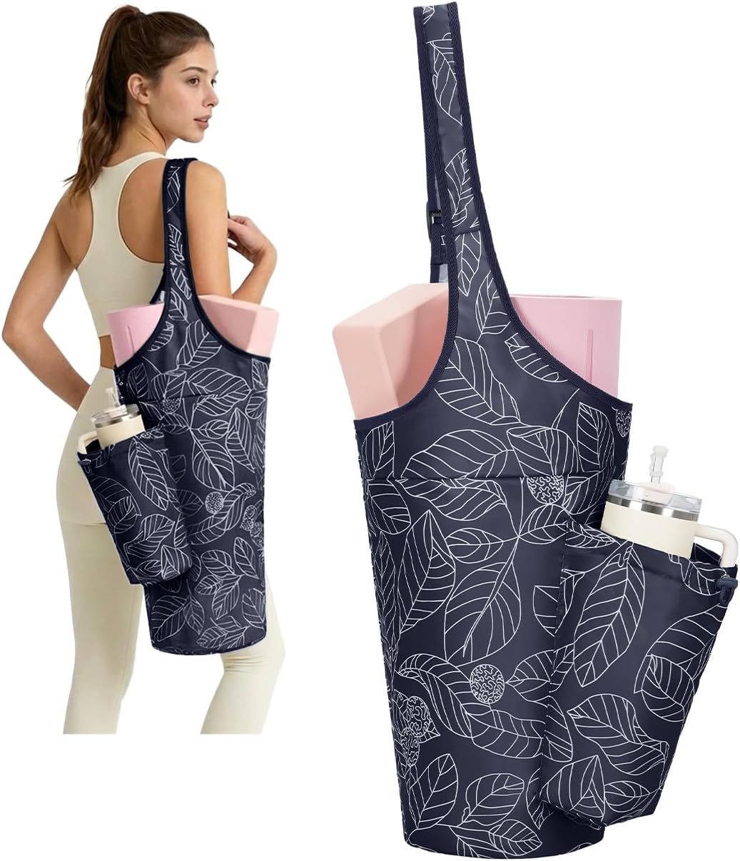 Yoga Mat Bag for Women with 40oz Water Bottle Pocket, Pilates Bag