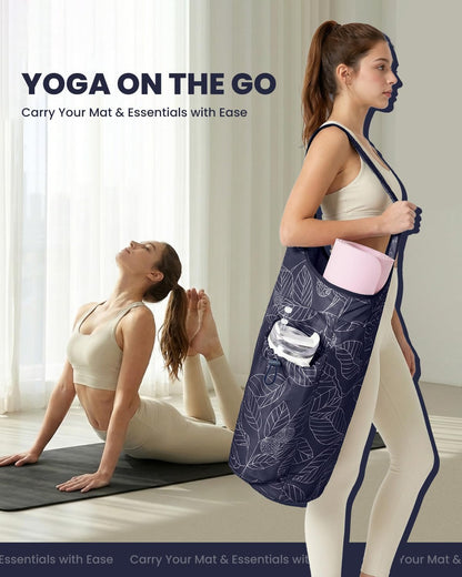 Yoga Mat Bag for Women with 40oz Water Bottle Pocket, Pilates Bag