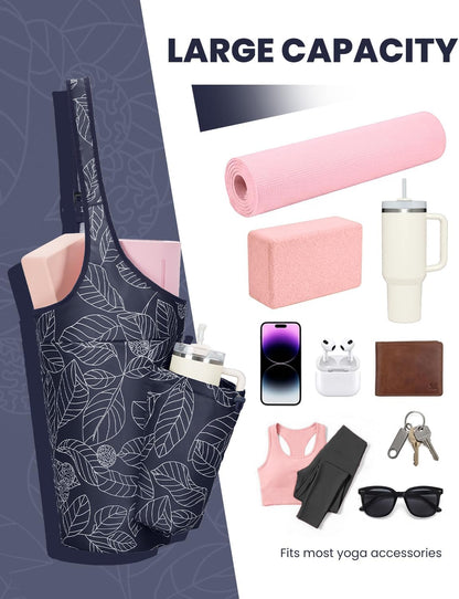 Yoga Mat Bag for Women with 40oz Water Bottle Pocket, Pilates Bag