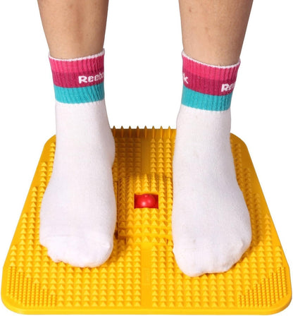 ACi Acupressure Reflexology Magnetic Pyramidal Therapy Power Pain Relief Energy Foot Health Mat Set Of 1 + Sujok Rings Set Of 5 L X W X H – 30 X 30 X 7 Cm Yellow Mat