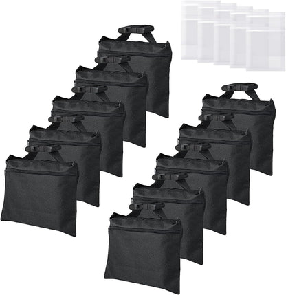 Sandbags 4 Packs with 4 PE Bags, Heavy Duty Sand Bags, Sand Bags for Weight with Zipper and Buckle Straps for Support Light Stand, More 2/4/6/8/10/12 Packs Sand Bag to Choose.