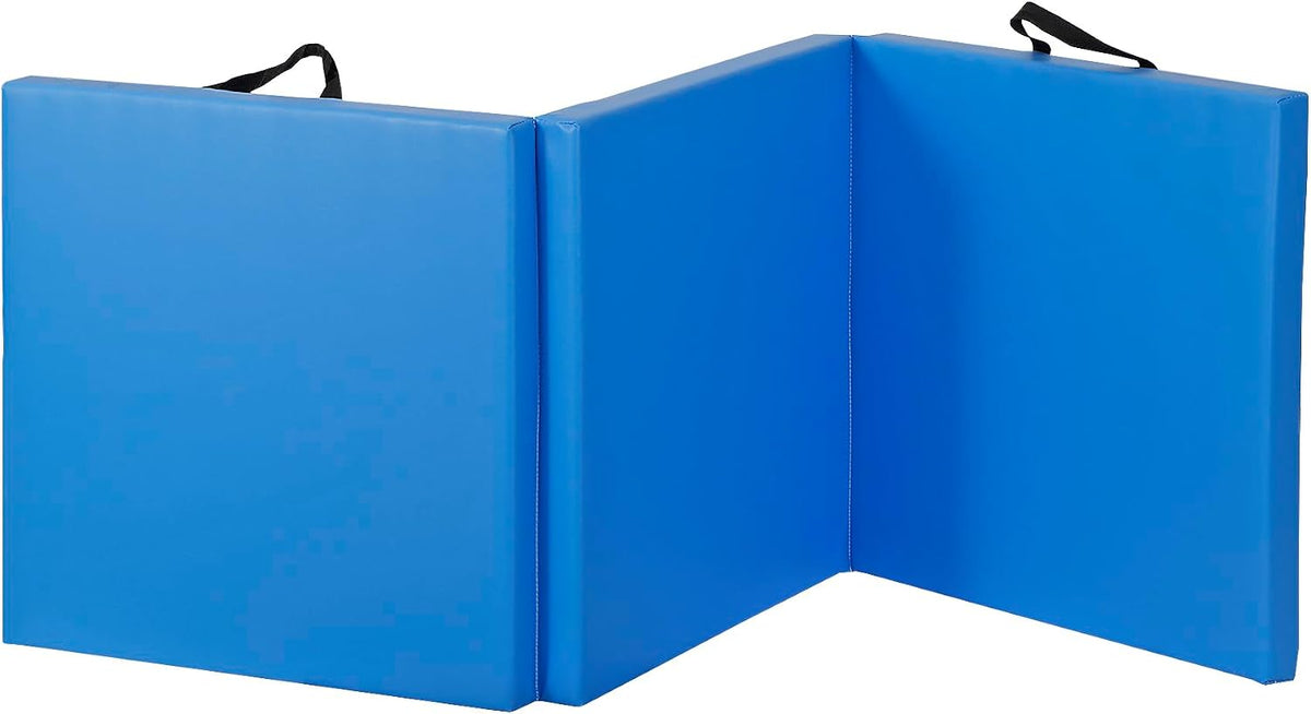 6' x 2' Tri-Fold Portable Folding Exercise Gym Mat Extra Thick Foam Gymnastics Mat Aerobics Yoga Martial Arts MMA Stretching Core Workouts w/Carrying Handle