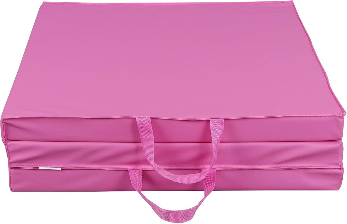 6' x 2' Tri-Fold Portable Folding Exercise Gym Mat Extra Thick Foam Gymnastics Mat Aerobics Yoga Martial Arts MMA Stretching Core Workouts w/Carrying Handle