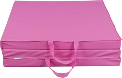 6' x 2' Tri-Fold Portable Folding Exercise Gym Mat Extra Thick Foam Gymnastics Mat Aerobics Yoga Martial Arts MMA Stretching Core Workouts w/Carrying Handle