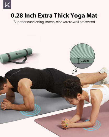 Extra Wide Yoga Mat, 7mm Thick 72" x 32" Exercise Mat
