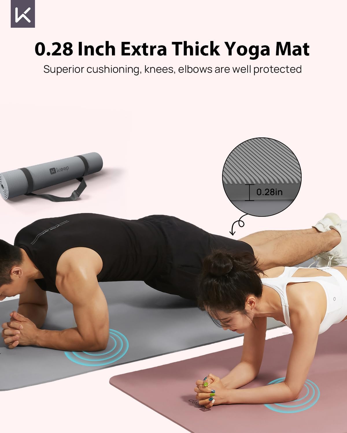 Extra Wide Yoga Mat, 7mm Thick 72" x 32" Exercise Mat