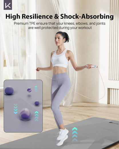 Extra Wide Yoga Mat, 7mm Thick 72" x 32" Exercise Mat