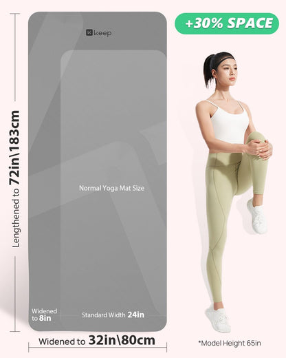 Extra Wide Yoga Mat, 7mm Thick 72" x 32" Exercise Mat