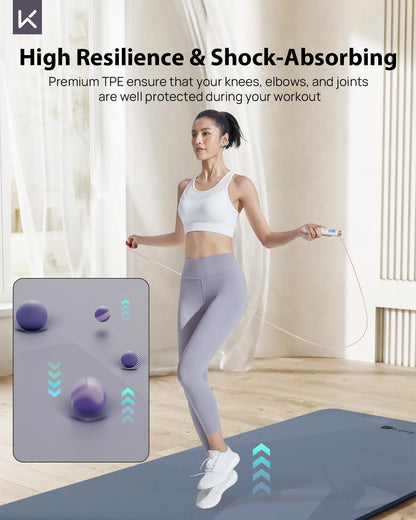 Extra Wide Yoga Mat, 7mm Thick 72" x 32" Exercise Mat