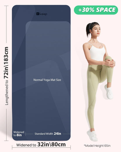 Extra Wide Yoga Mat, 7mm Thick 72" x 32" Exercise Mat