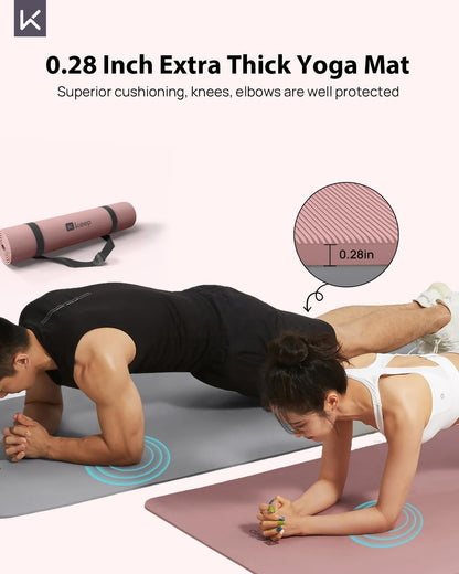 Extra Wide Yoga Mat, 7mm Thick 72" x 32" Exercise Mat
