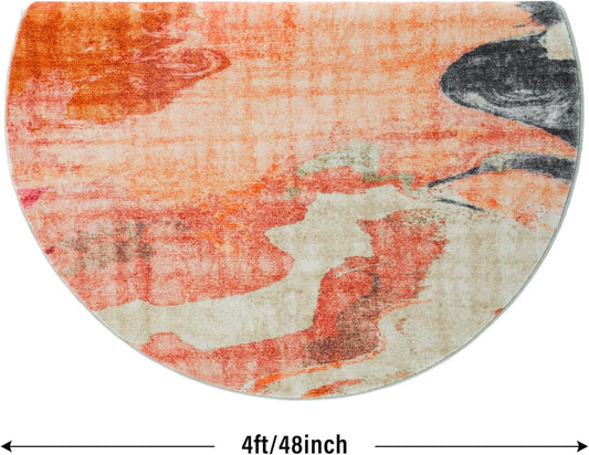 4ft Washable Round Rug Modern Abstract Circle Rug