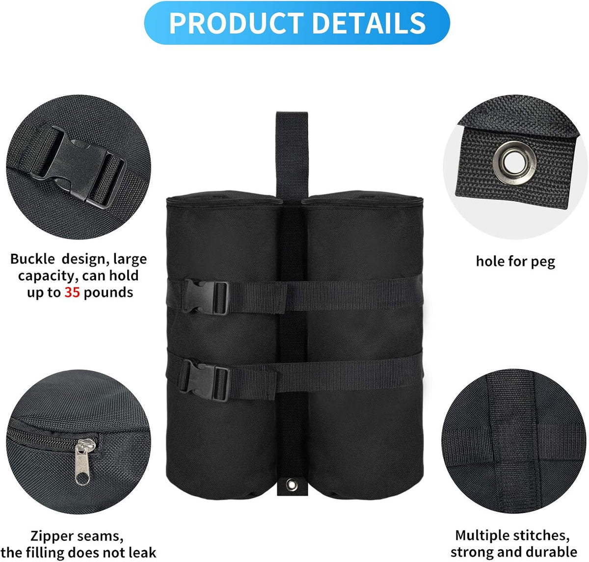 Canopy Weights Sandbags Set of 4,Capacity 140LBS（Without Filler）