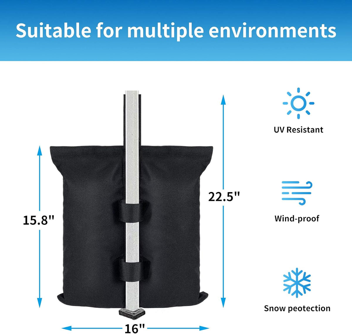 Canopy Weights Sandbags Set of 4,Capacity 140LBS（Without Filler）