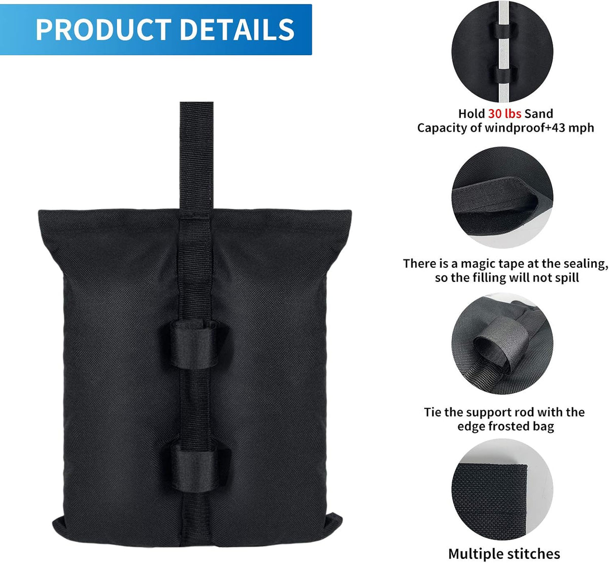 Canopy Weights Sandbags Set of 4,Capacity 140LBS（Without Filler）