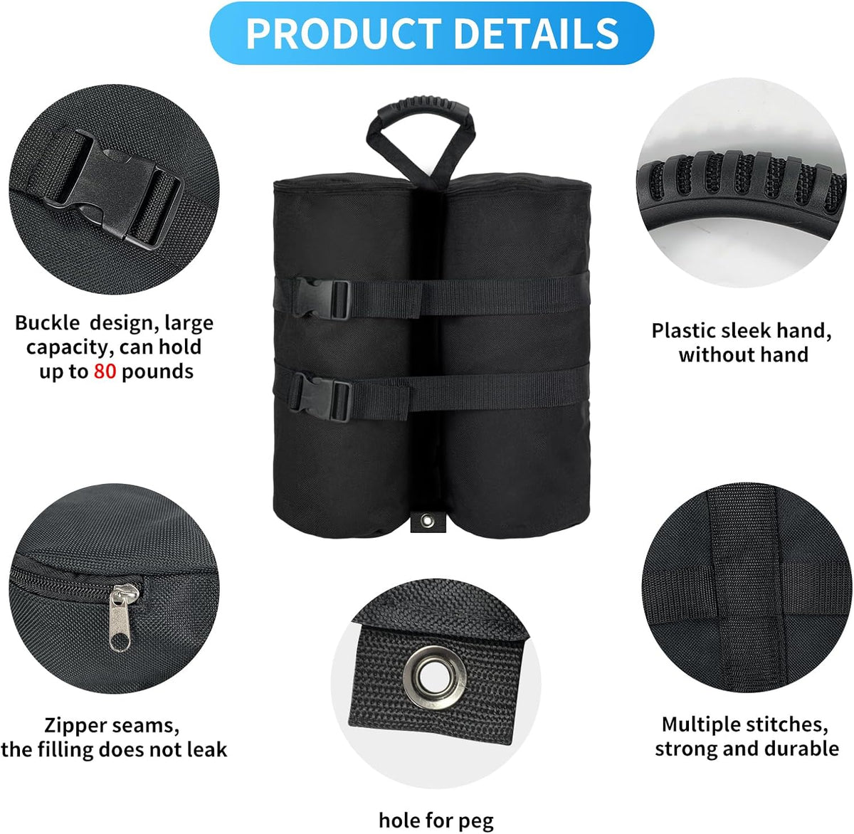 Canopy Weights Sandbags Set of 4,Capacity 140LBS（Without Filler）