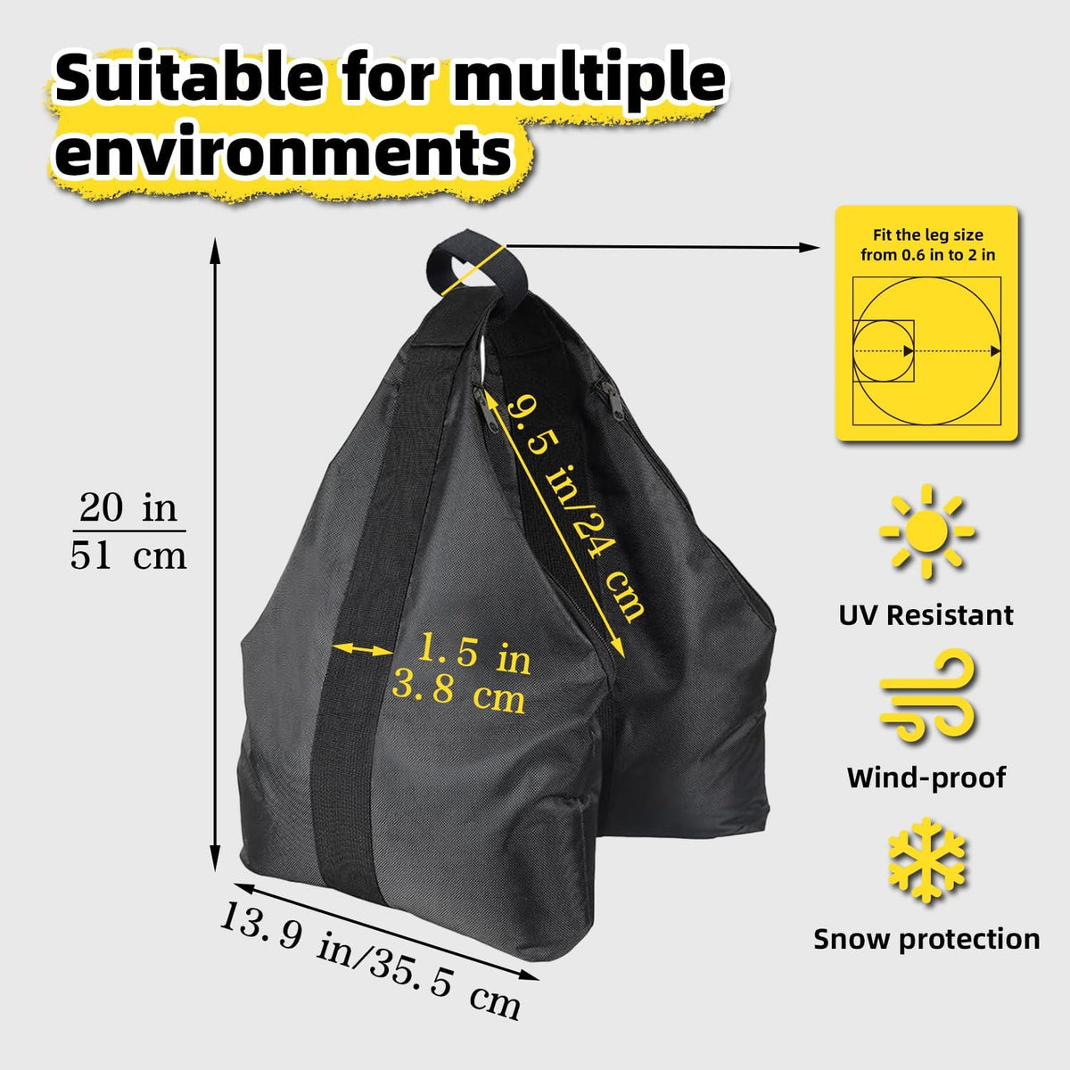 Canopy Weights Sandbags Set of 4,Capacity 140LBS（Without Filler）
